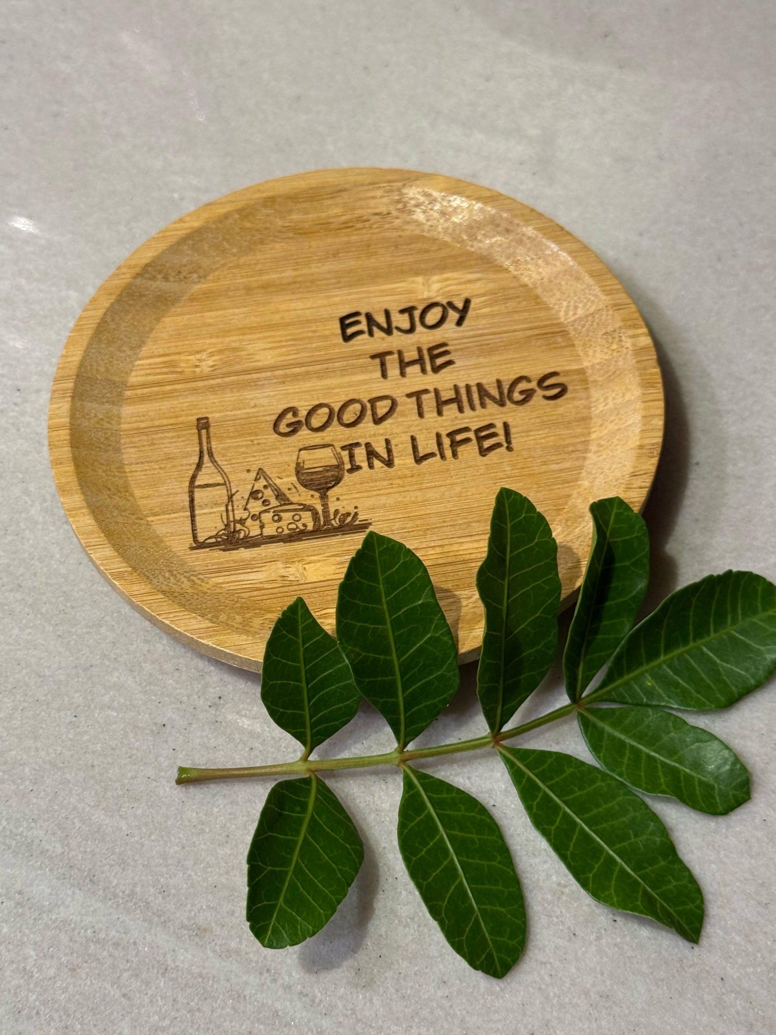 Bamboo Wine Glass Topper Nibble Board: Personalized Charcuterie Plate (5-inch)