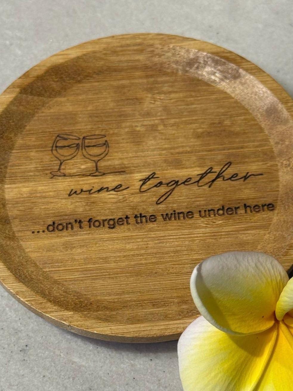 Bamboo Wine Glass Topper Nibble Board: Personalized Charcuterie Plate (5-inch)